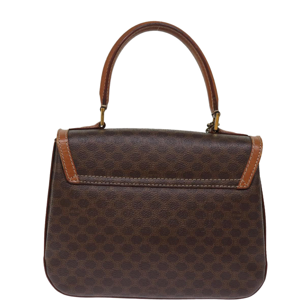 CELINE Macadam Canvas Hand Bag PVC 2way Brown Auth 74543
