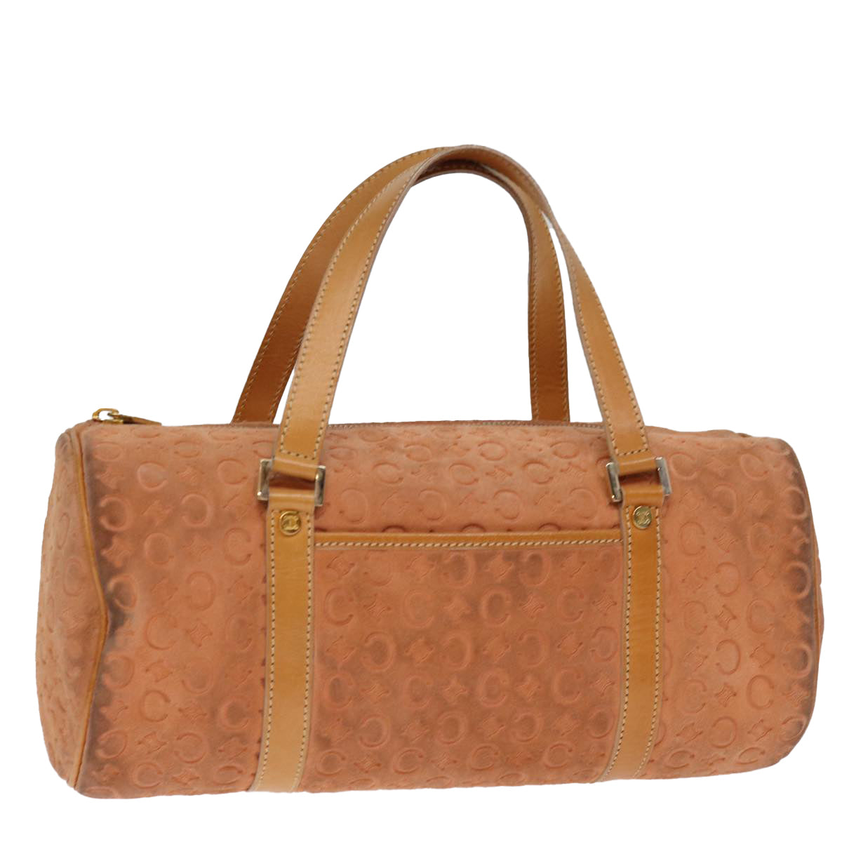 CELINE C Macadam Canvas Hand Bag Orange Auth 74546