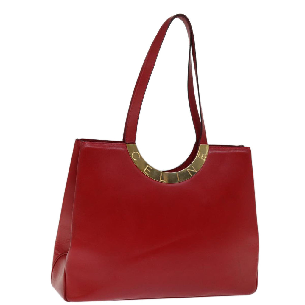 CELINE Tote Bag Leather Red Auth 74549