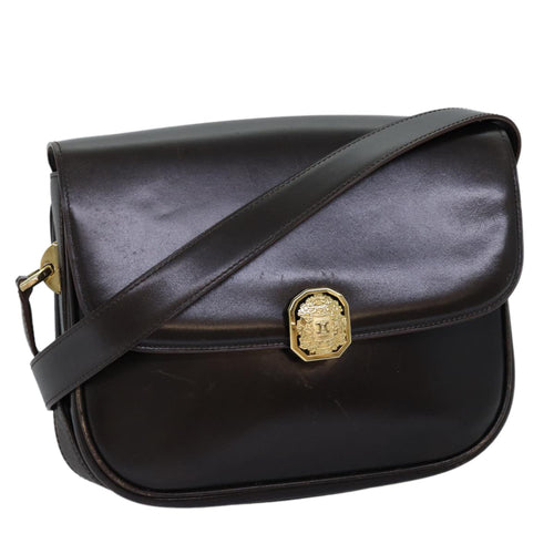 CELINE Shoulder Bag Leather Brown  74588