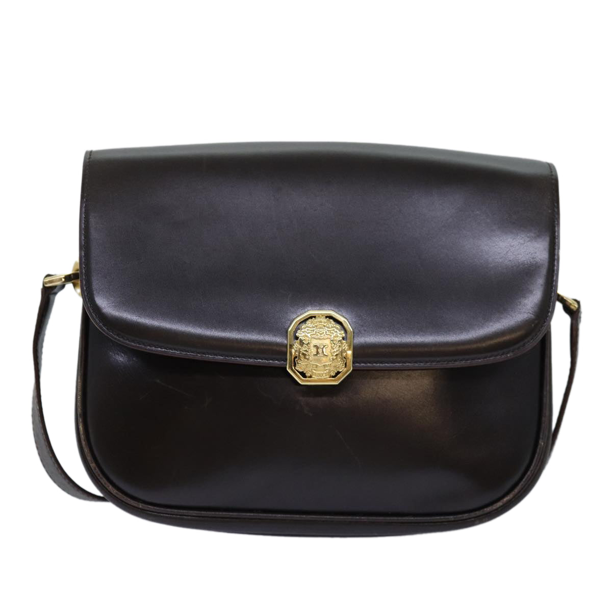 CELINE Shoulder Bag Leather Brown  74588