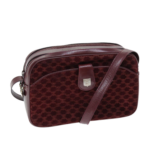 CELINE Macadam Canvas Shoulder Bag Bordeaux  74595