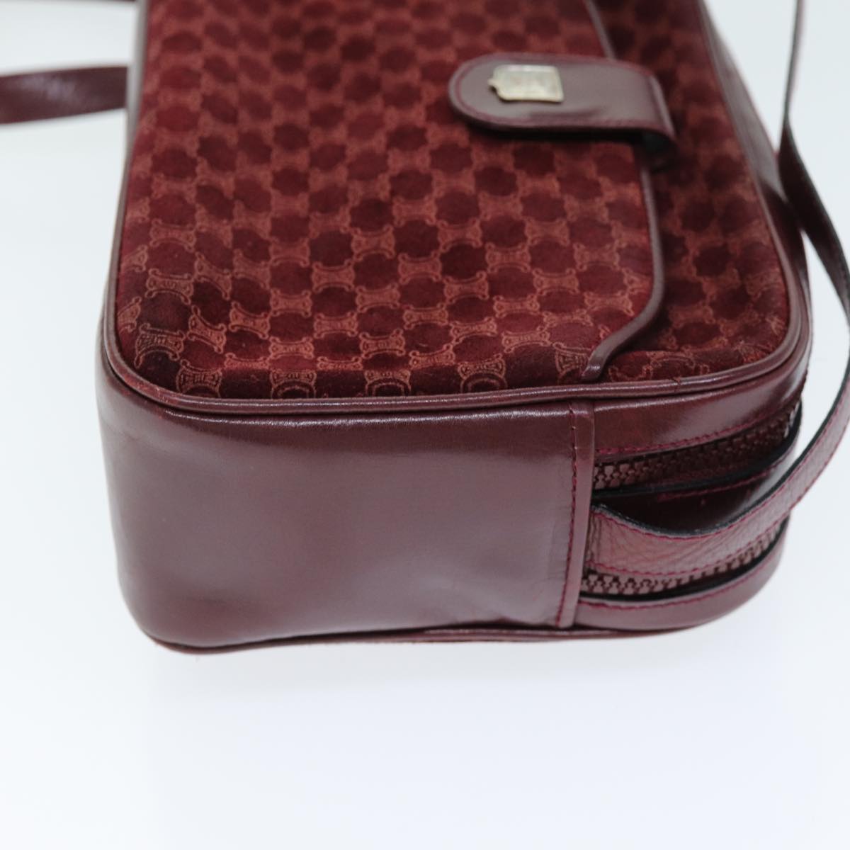 CELINE Macadam Canvas Shoulder Bag Bordeaux  74595