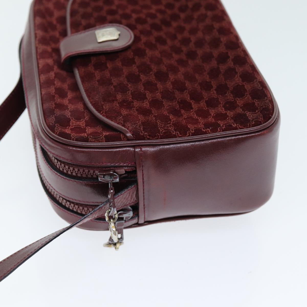 CELINE Macadam Canvas Shoulder Bag Bordeaux  74595