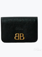 Balenciaga Logo Plaque Monaco Card Wallet Black