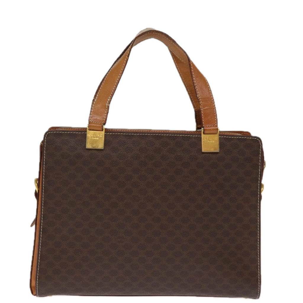 CELINE Macadam Canvas Hand Bag PVC Brown Auth 74620