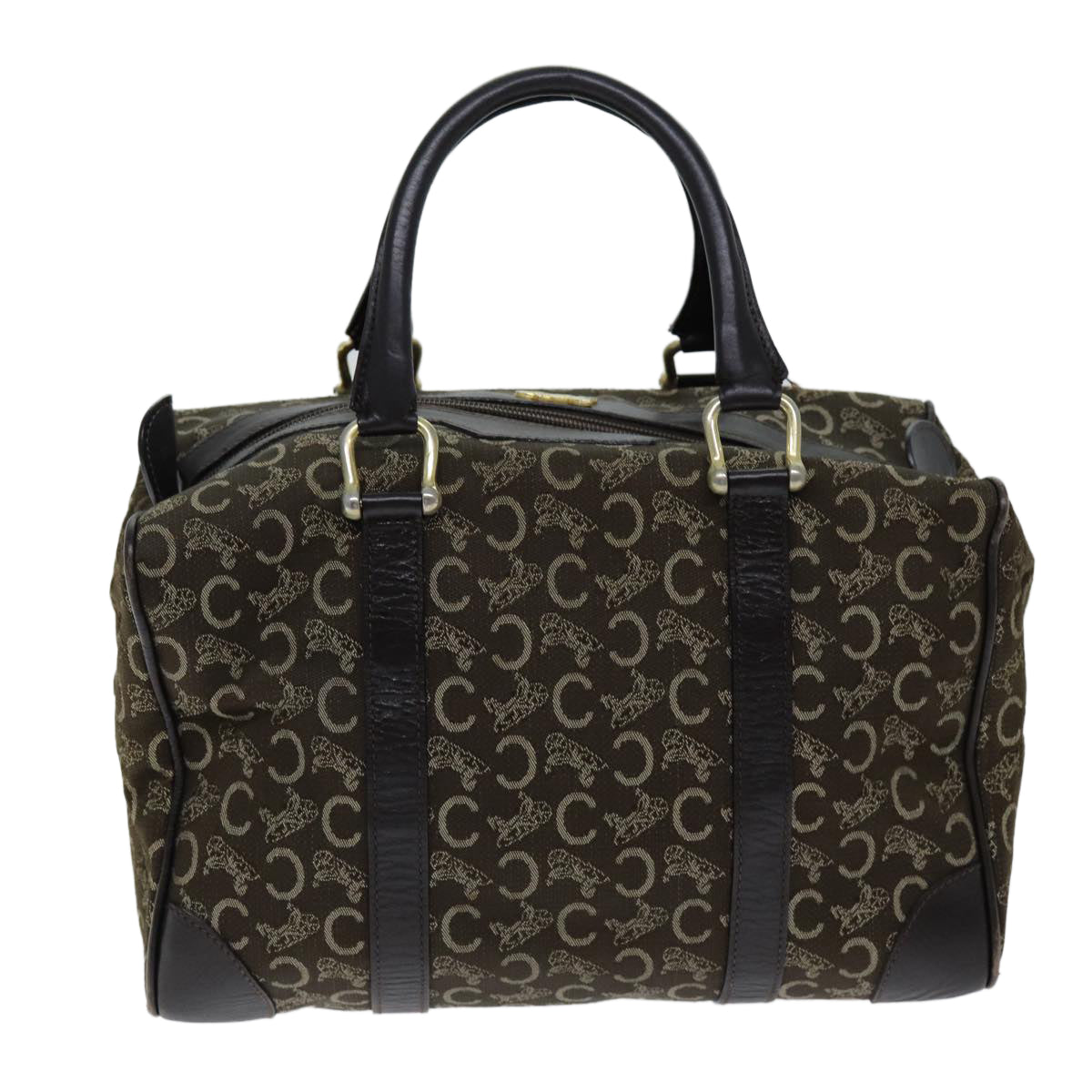 CELINE C Macadam Canvas Hand Bag Brown Auth 74626