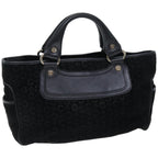 CELINE C Macadam Canvas Hand Bag Suede Black  74639