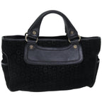 CELINE C Macadam Canvas Hand Bag Suede Black  74639