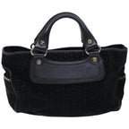 CELINE C Macadam Canvas Hand Bag Suede Black  74639
