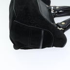 CELINE C Macadam Canvas Hand Bag Suede Black  74639