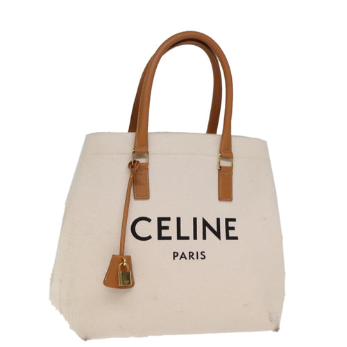 CELINE Horizontal Cabas Tote Bag Canvas Cream  74667