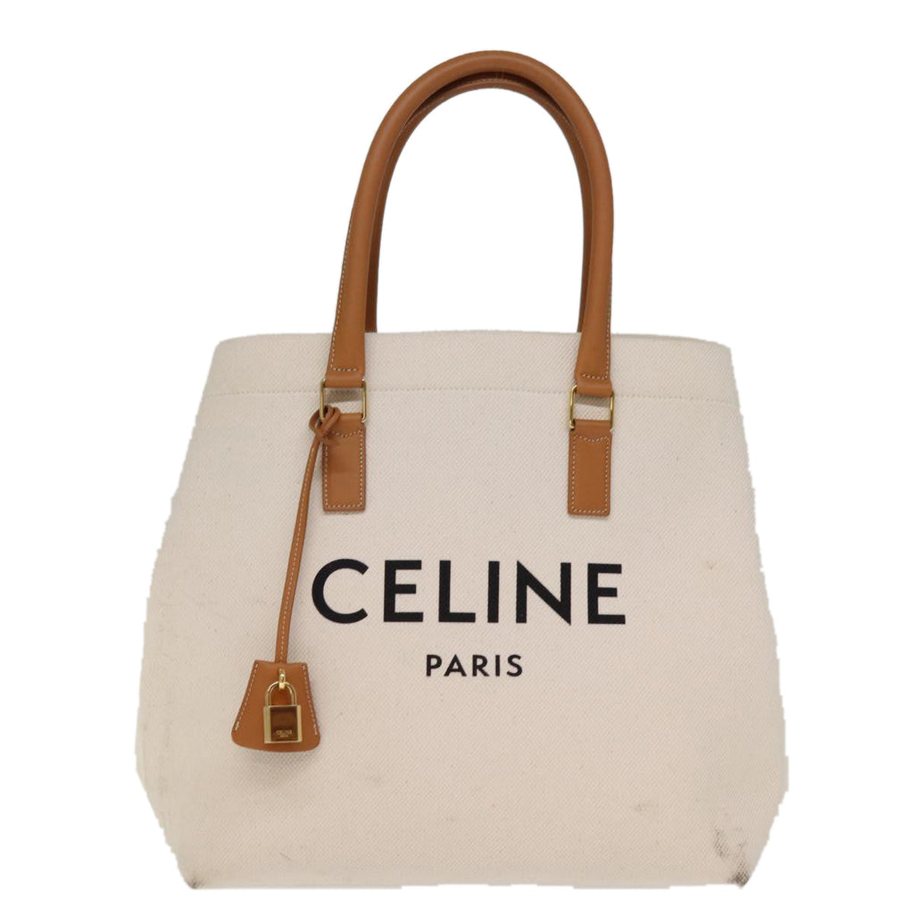CELINE Horizontal Cabas Tote Bag Canvas Cream  74667