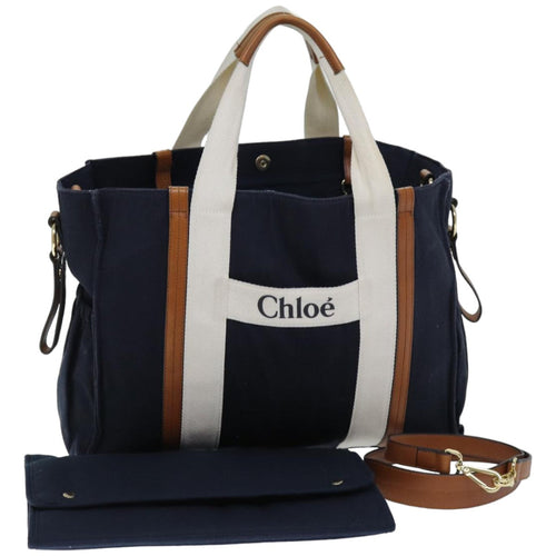 Chloe Tote Bag Canvas 2way Navy 74668