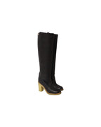 See by Chloe Knee High Boots with Rubber Sole in Brown Leather