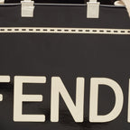 Fendi Black/off White Canvas And Patent Leather Medium Sunshine Shopper Tote