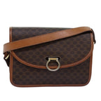 CELINE Macadam Canvas Shoulder Bag PVC Brown  74680