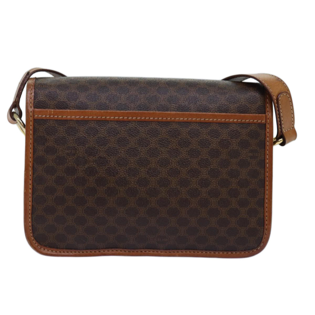 CELINE Macadam Canvas Shoulder Bag PVC Brown  74680
