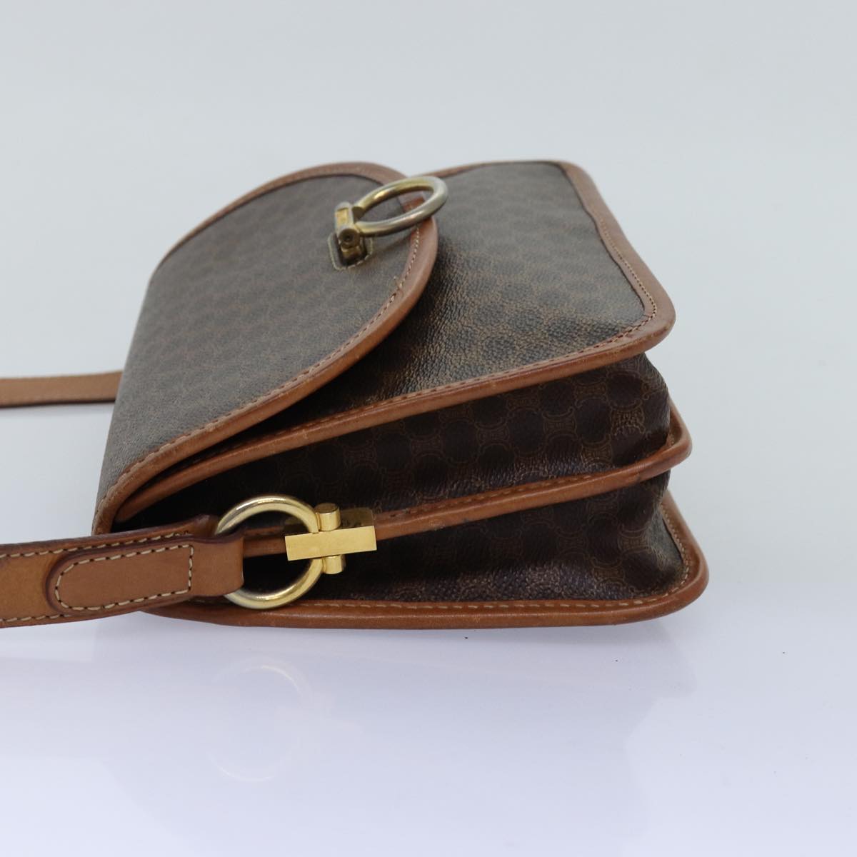 CELINE Macadam Canvas Shoulder Bag PVC Brown  74680