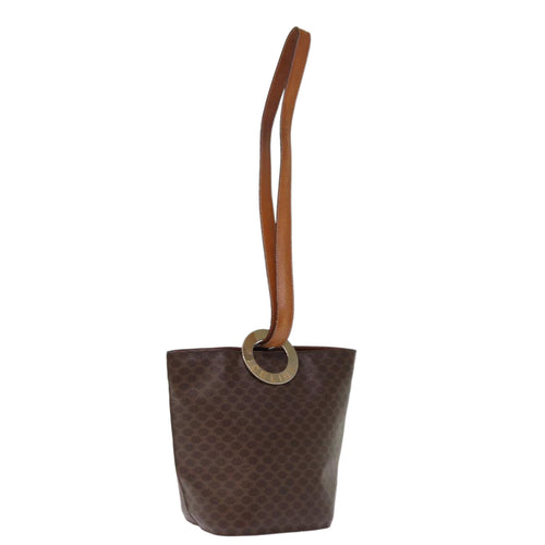 CELINE Macadam Canvas Shoulder Bag PVC Brown  74685