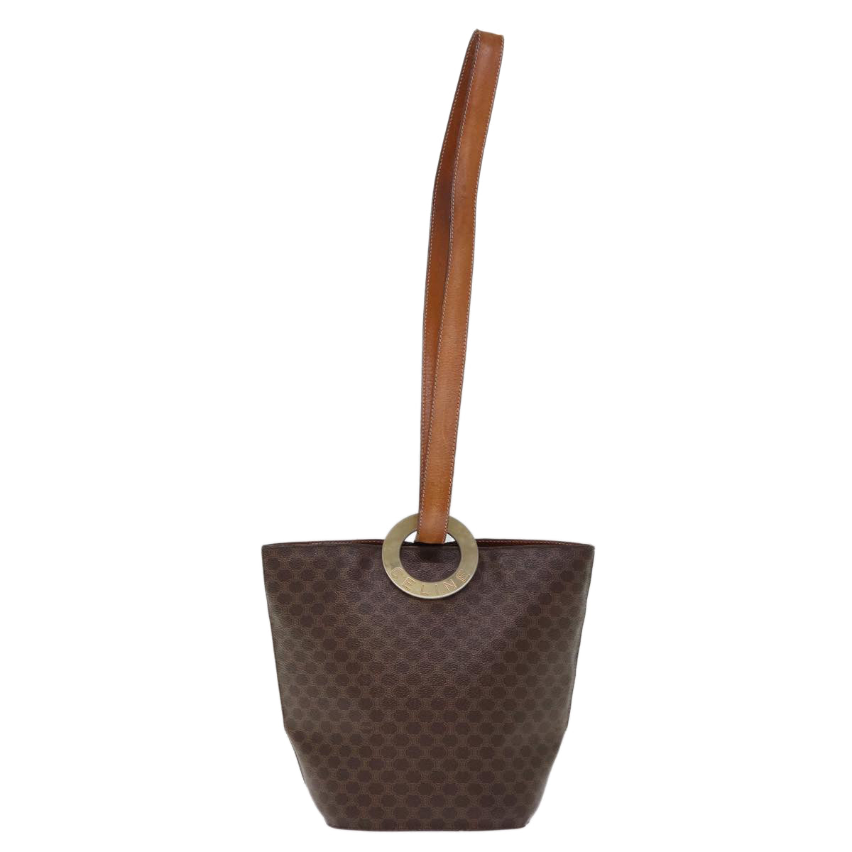 CELINE Macadam Canvas Shoulder Bag PVC Brown  74685