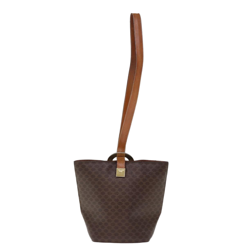 CELINE Macadam Canvas Shoulder Bag PVC Brown  74685