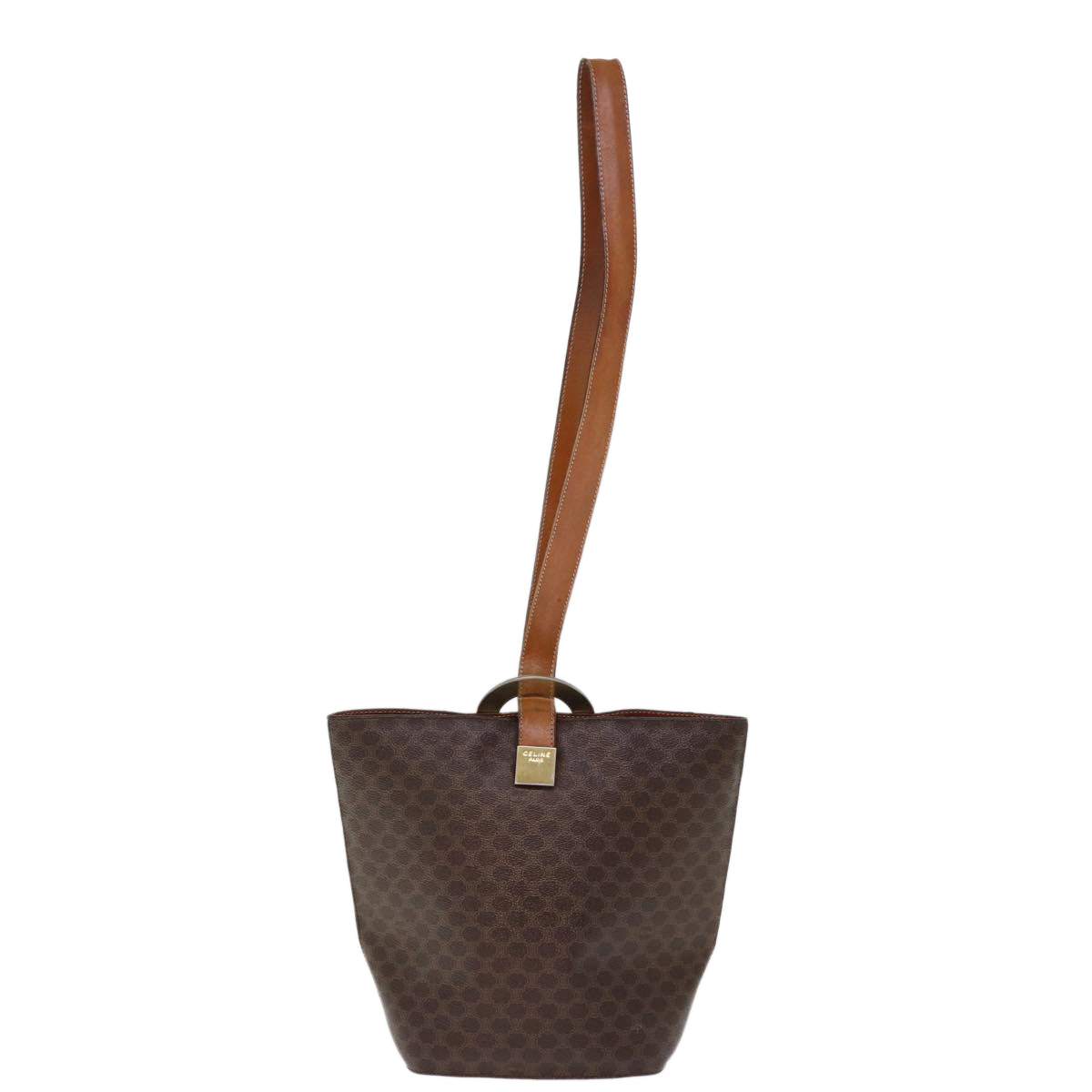 CELINE Macadam Canvas Shoulder Bag PVC Brown  74685