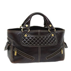 CELINE Hand Bag Leather Brown  74692