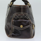 CELINE Hand Bag Leather Brown  74692