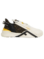Fendi Flow FF Jacquard Leather Running Low Top Sneakers White
