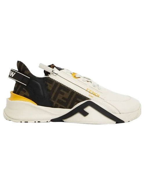 Fendi Flow FF Jacquard Leather Running Low Top Sneakers White