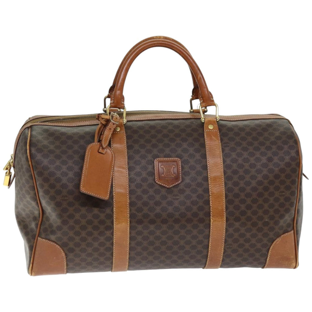 CELINE Macadam Canvas Boston Bag PVC Brown  74734