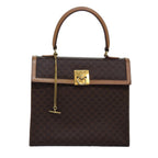 CELINE Macadam Canvas Hand Bag PVC Leather Brown Auth 74833