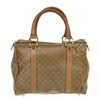 CELINE Macadam Canvas Hand Bag PVC Leather Beige Auth 74839