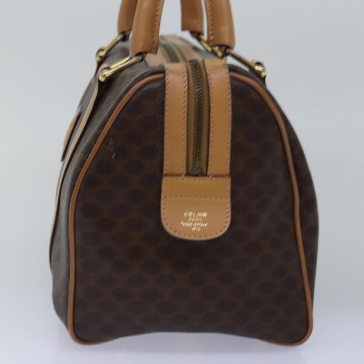 CELINE Macadam Canvas Hand Bag PVC Leather Brown Auth 74884