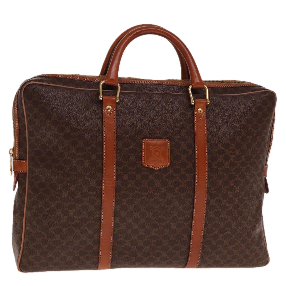 CELINE Macadam Canvas Hand Bag PVC Leather Brown  74886