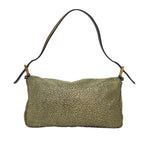 FENDI Mamma Baguette Shoulder Bag Canvas Gold Tone 4088361374891A