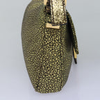 FENDI Mamma Baguette Shoulder Bag Canvas Gold Tone 4088361374891A