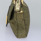 FENDI Mamma Baguette Shoulder Bag Canvas Gold Tone 4088361374891A