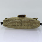 FENDI Mamma Baguette Shoulder Bag Canvas Gold Tone 4088361374891A