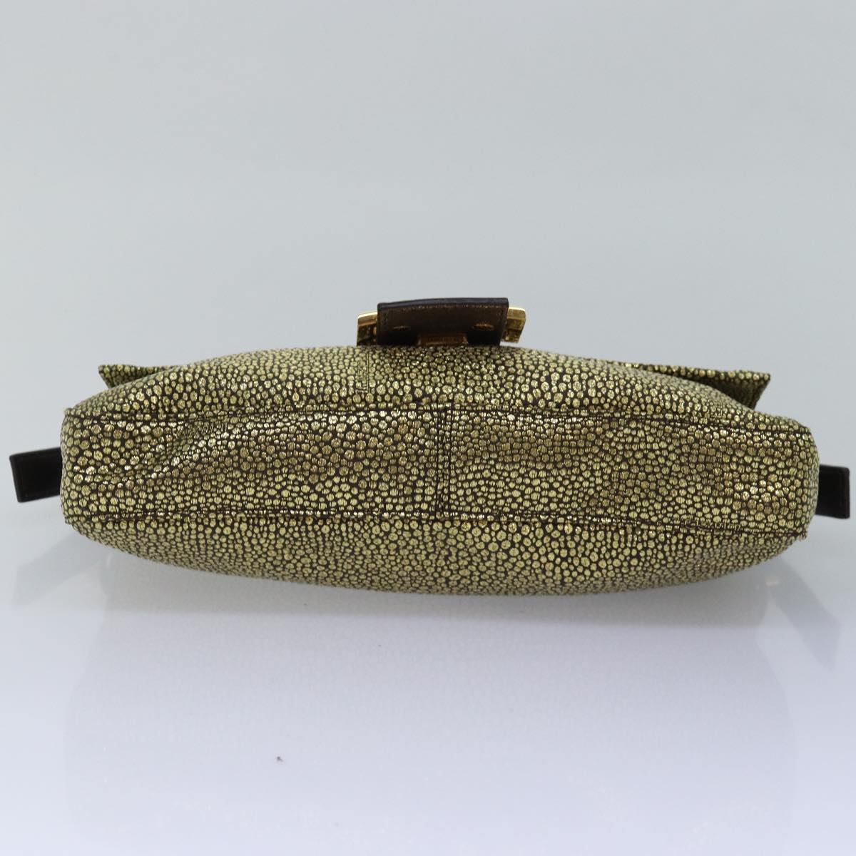 FENDI Mamma Baguette Shoulder Bag Canvas Gold Tone 4088361374891A