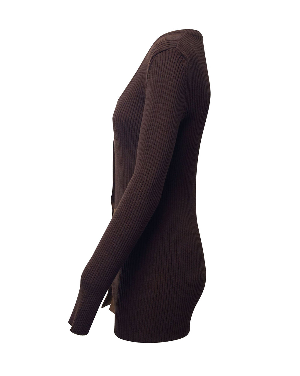 Chloe Cardigan Dress in Brown Wool