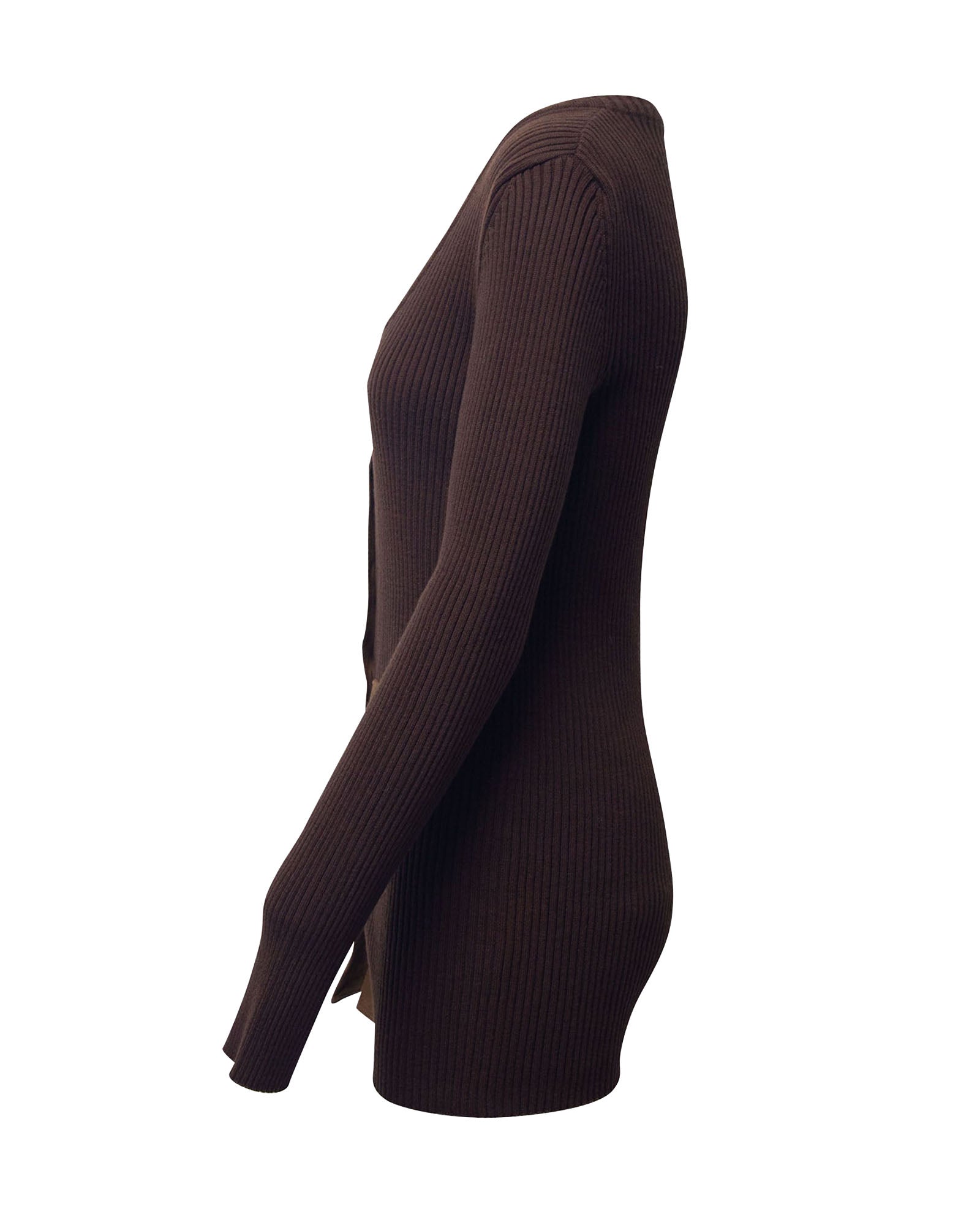 Chloe Cardigan Dress in Brown Wool