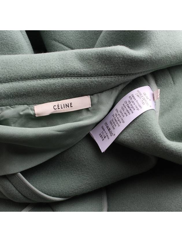 CELINE Mint green wool blend belted coat 66