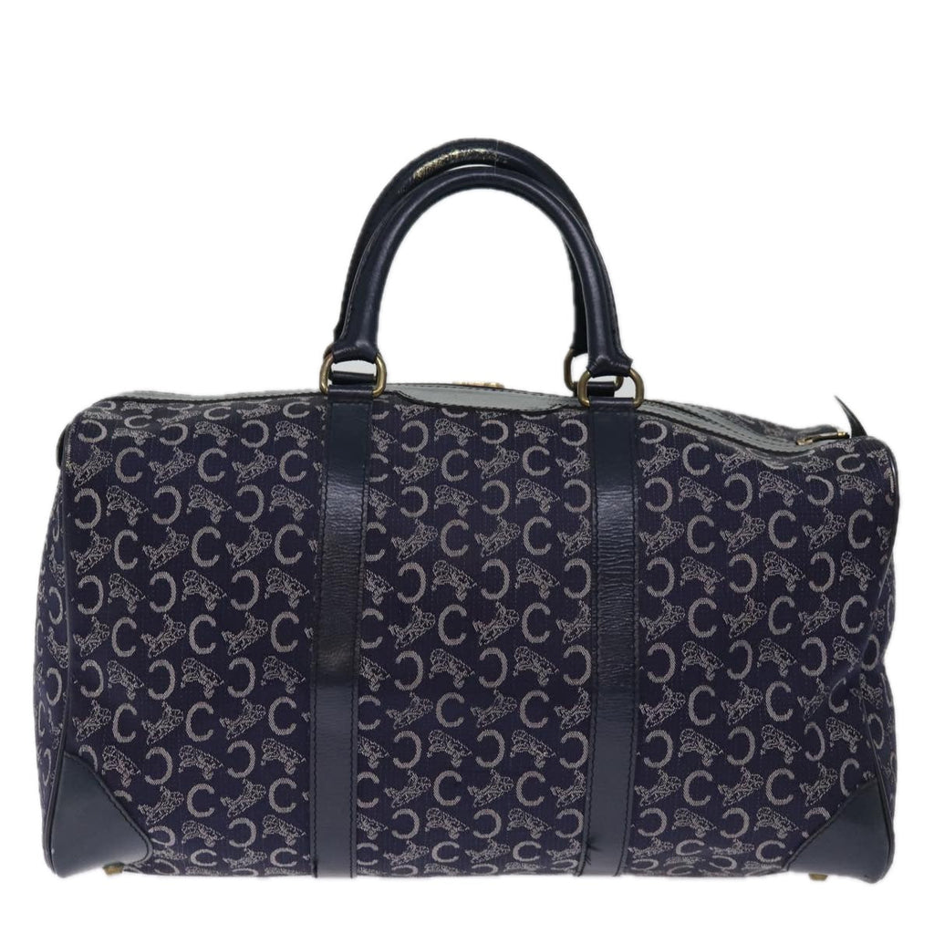 CELINE C Macadam Canvas Boston Bag Navy  74992