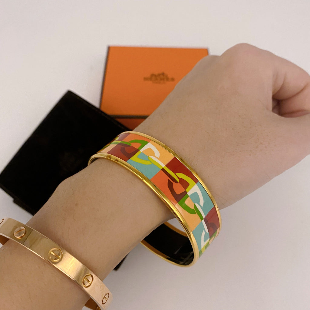 Hermes Wide Enamel Bangle Bracelet