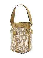 Fendi Mon Tresor Raffia Small Bucket Bag White
