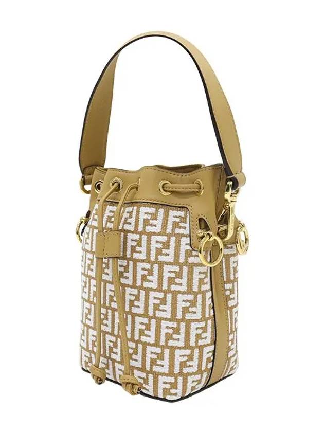Fendi Mon Tresor Raffia Small Bucket Bag White