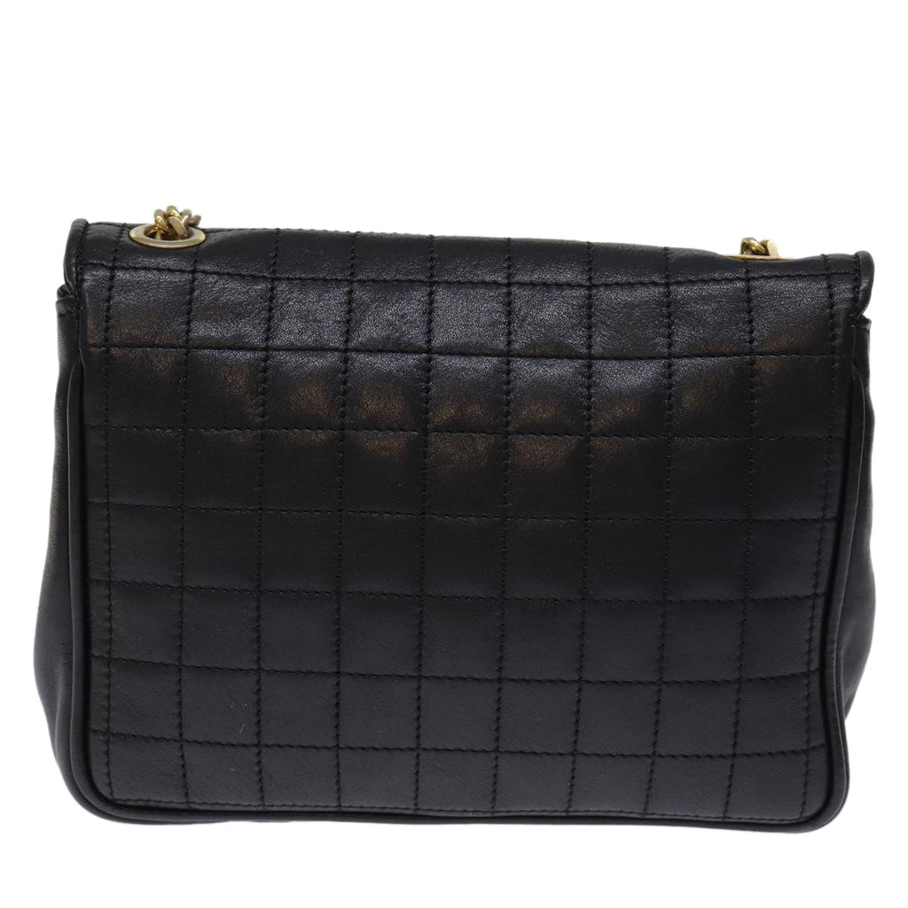 CELINE Chain Shoulder Bag Leather Black  75054