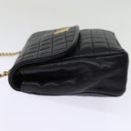 CELINE Chain Shoulder Bag Leather Black  75054